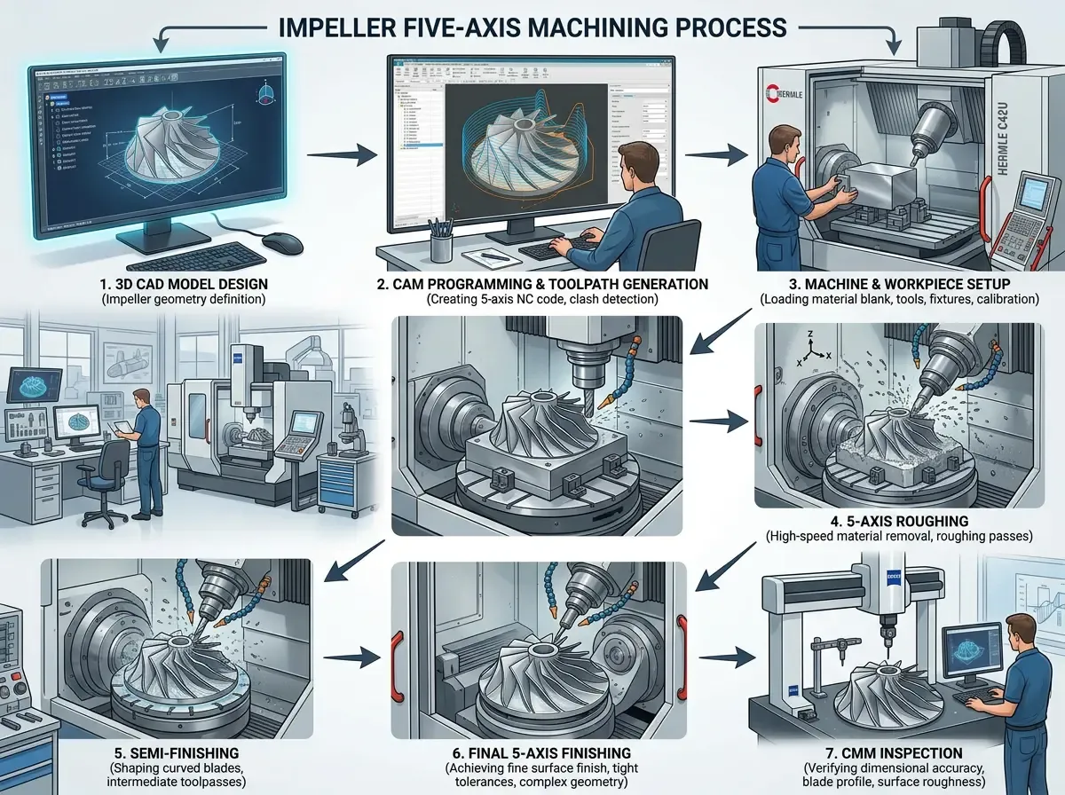 Impeller five-axis machining process